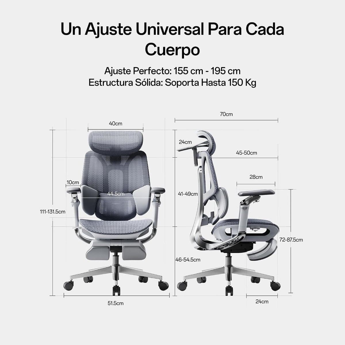 Medidas de altura, profundidad y anchura de una silla ergonómica